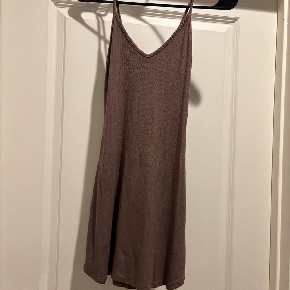 Joah Brown Ribbed Spaghetti Strap Mini Dress - Brown - Picture 7 of 9